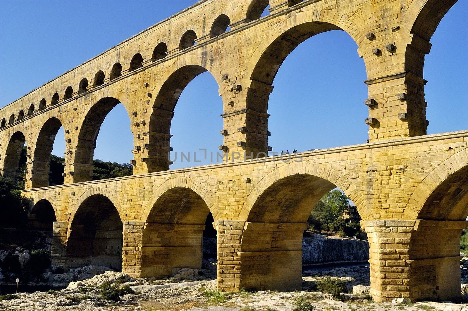 The bridge of Gard builds by the Romans and classified with the world heritage of humanity