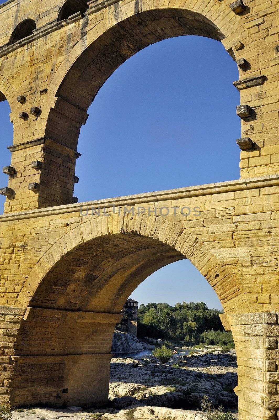 The bridge of Gard builds by the Romans and classified with the world heritage of humanity