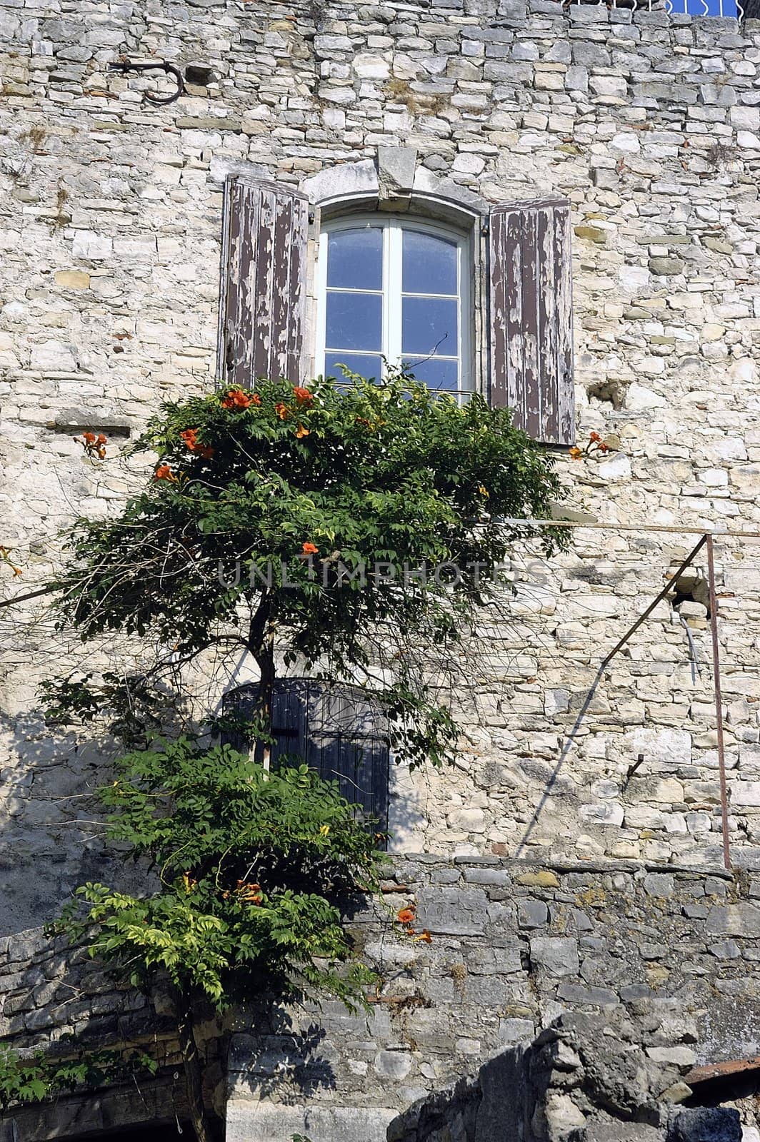 Sight of the French village of Vezenobres in the department of Gard