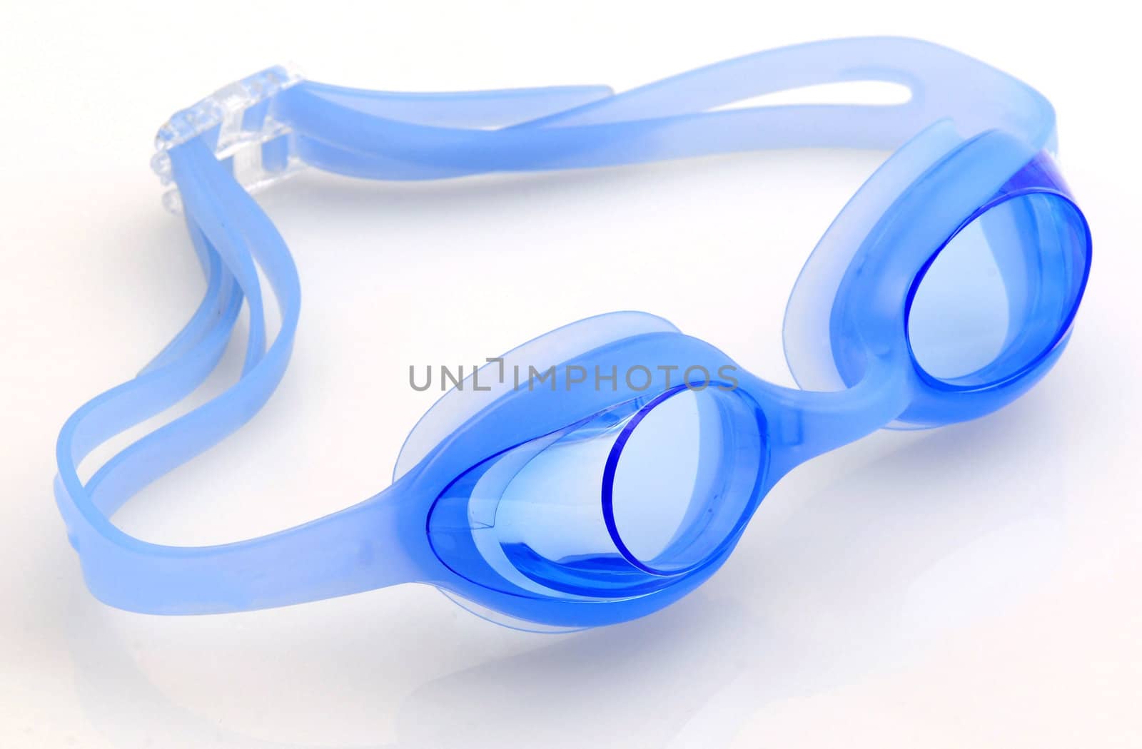 Blue goggles isolated white  by ftlaudgirl
