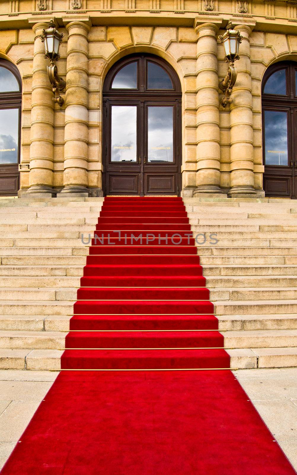 red carpet leading up the stairs