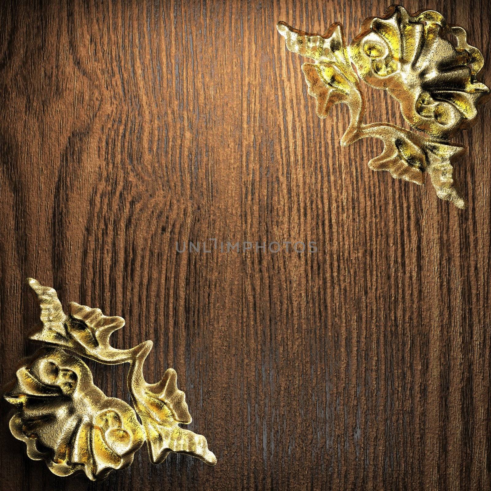 golden vintage ornament on wall