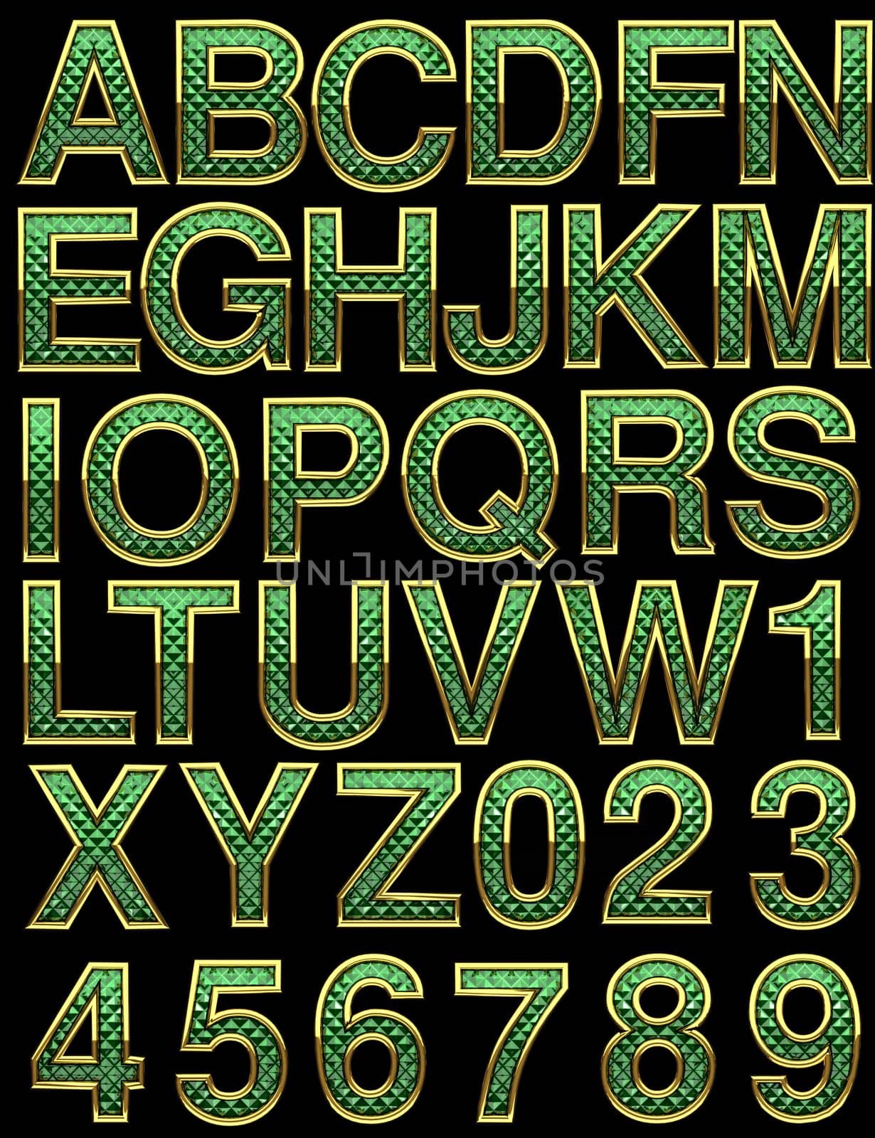 golden alphabet with green by videodoctor