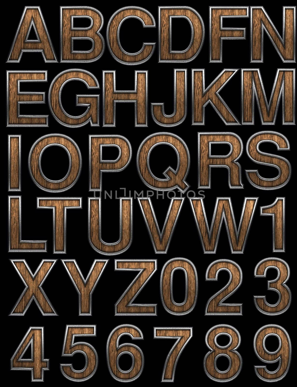 wooden alphabet set on black
