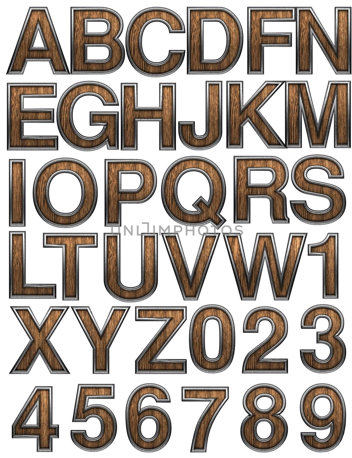 wooden alphabet set on white