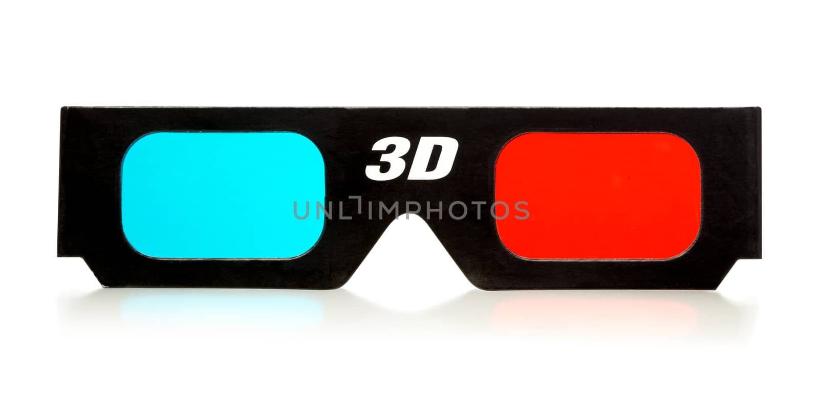 black 3d eyeglasses isolated on white background