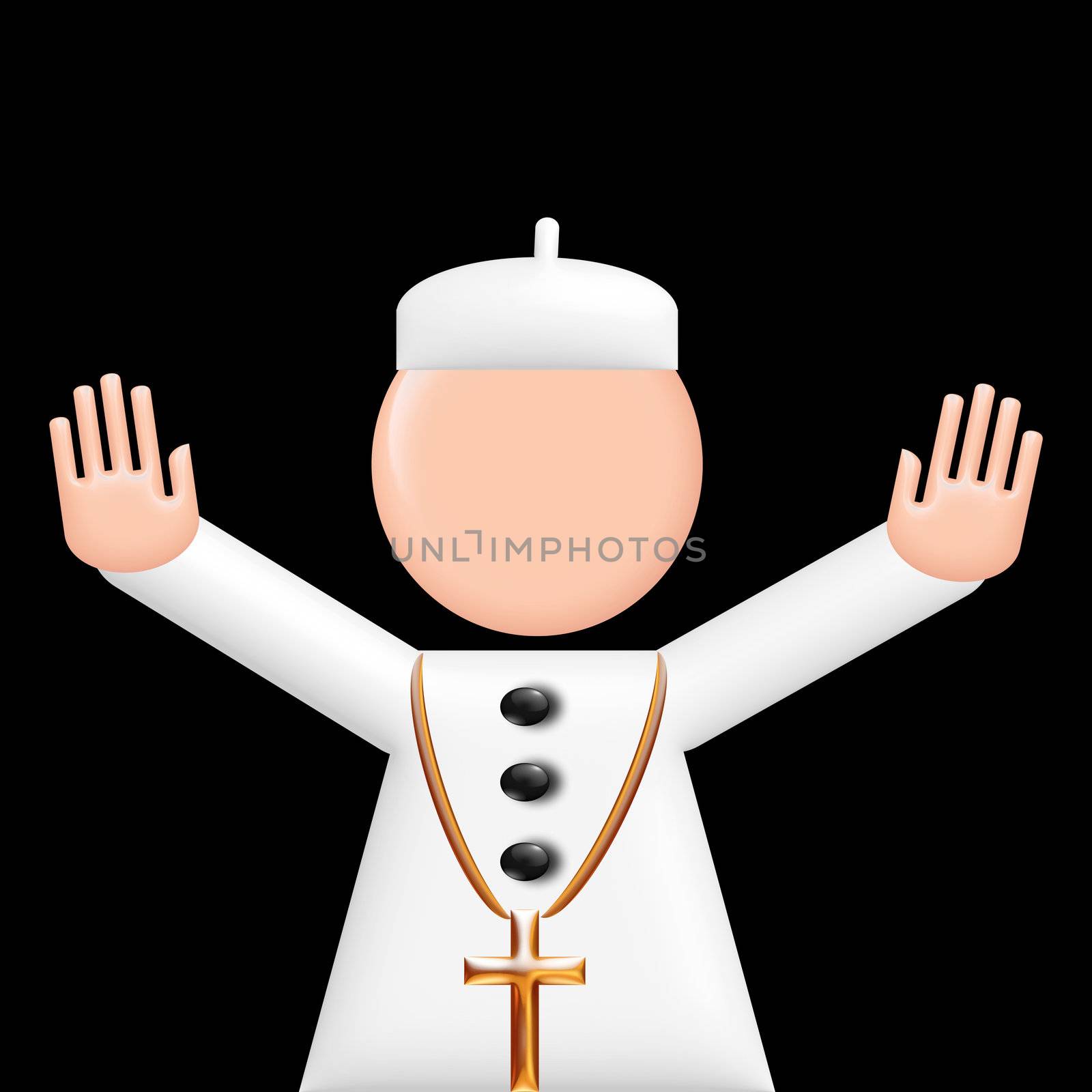 Pope 3d pictogram puppet. Illustration for Newspapers, Magazines or Internet