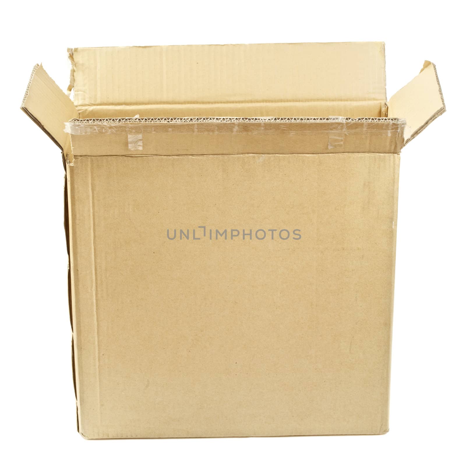 open empty cardboard box isolated on white