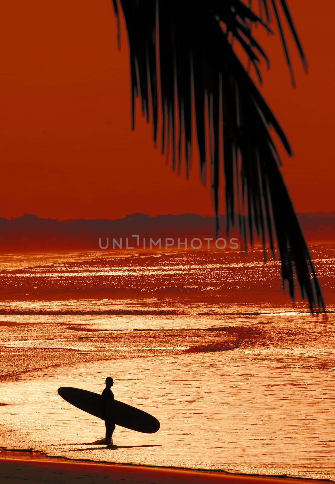 Surfer with surf board in Costa Rica