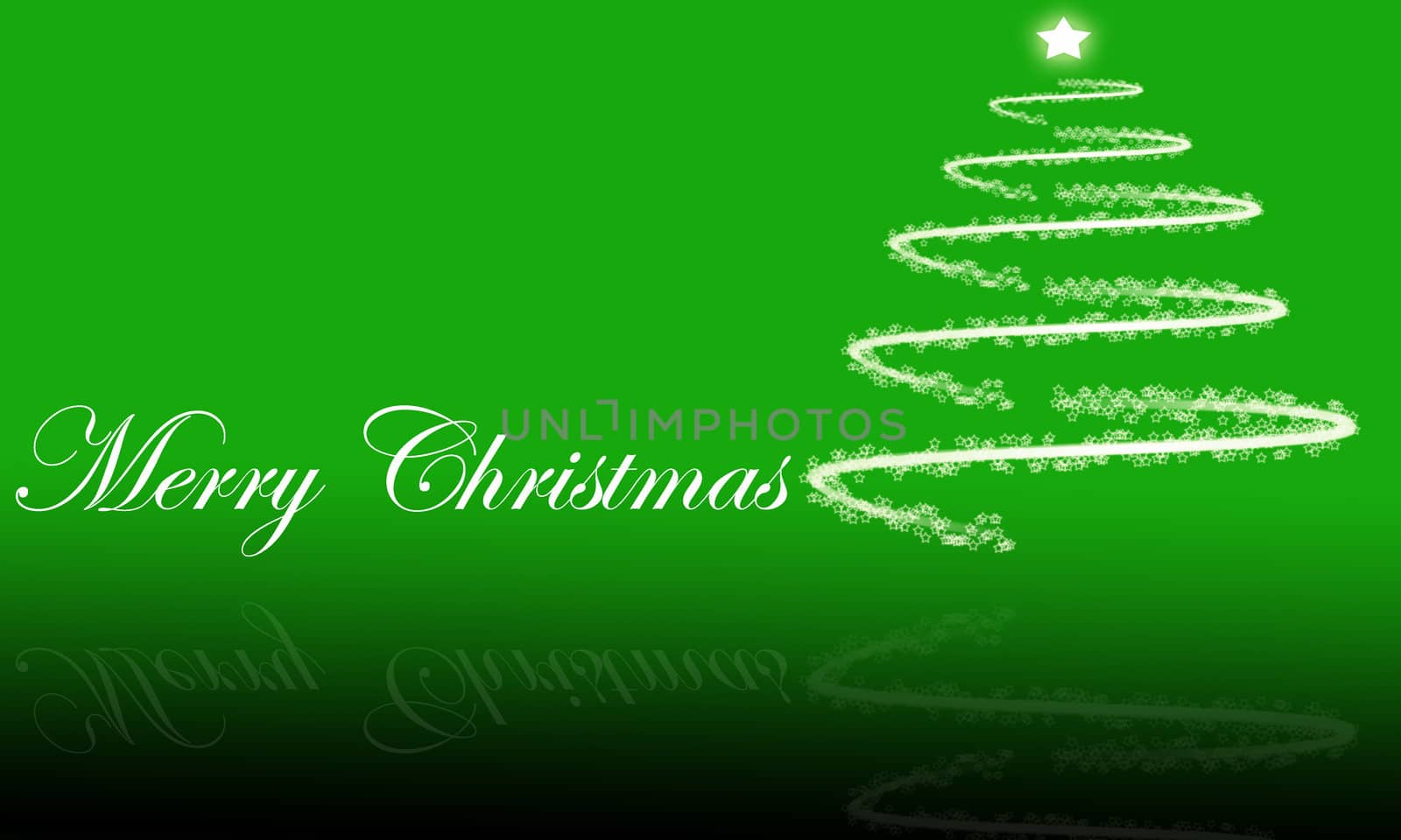 Merry Christmas text and Christmas tree on green background by ftlaudgirl