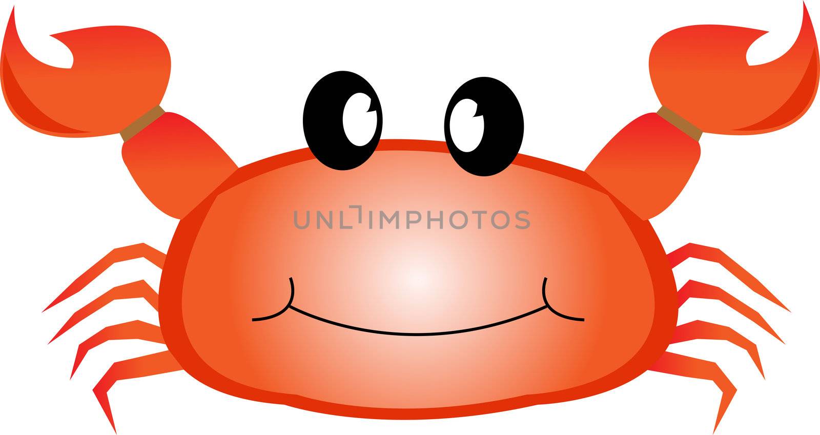 Smiling red sea crab with claws.illustration