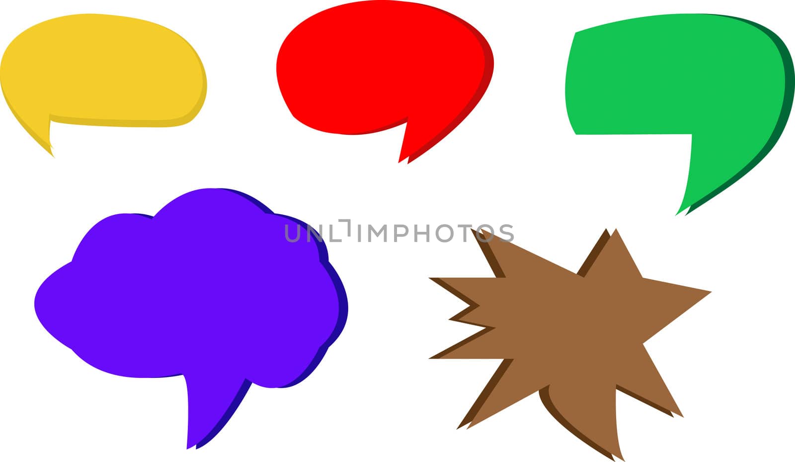 Collection of colorful speech bubbles on white background