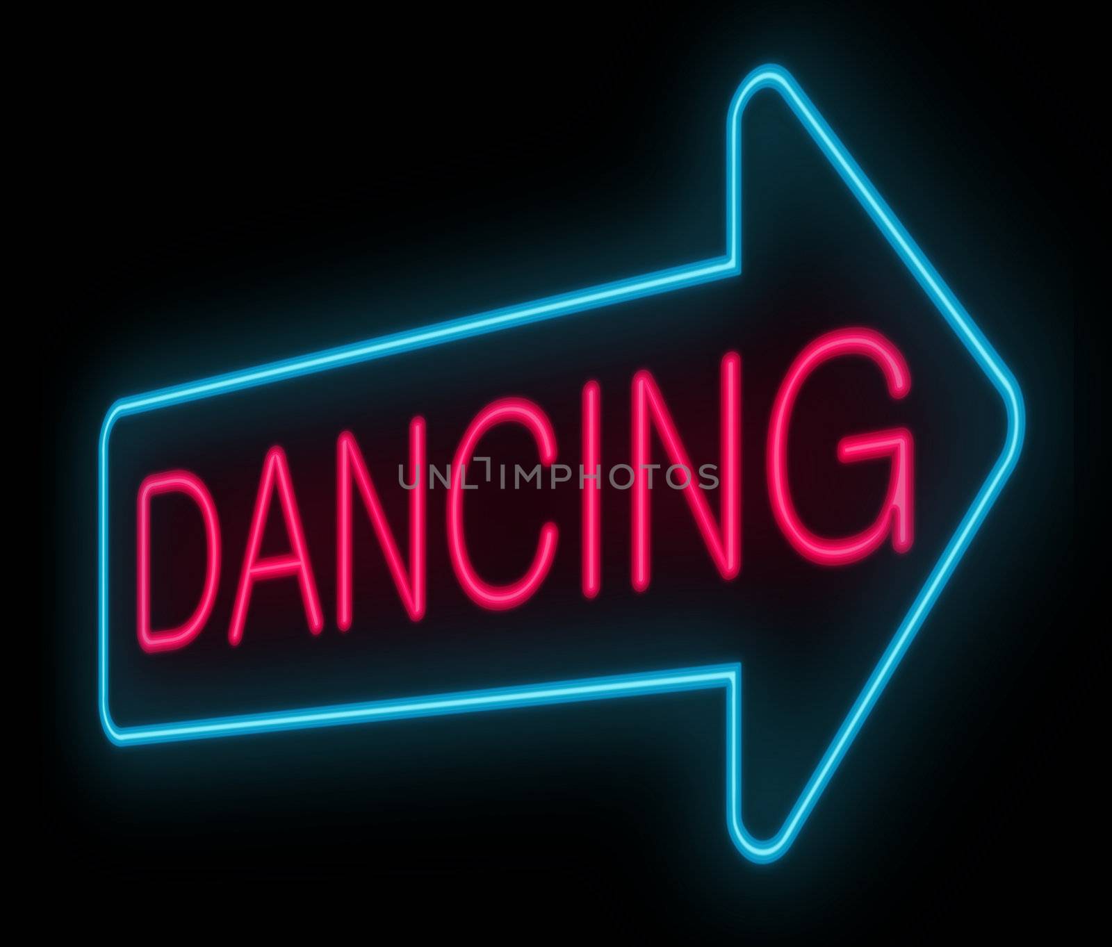 Illustration depicting a neon signage with a dancing concept.