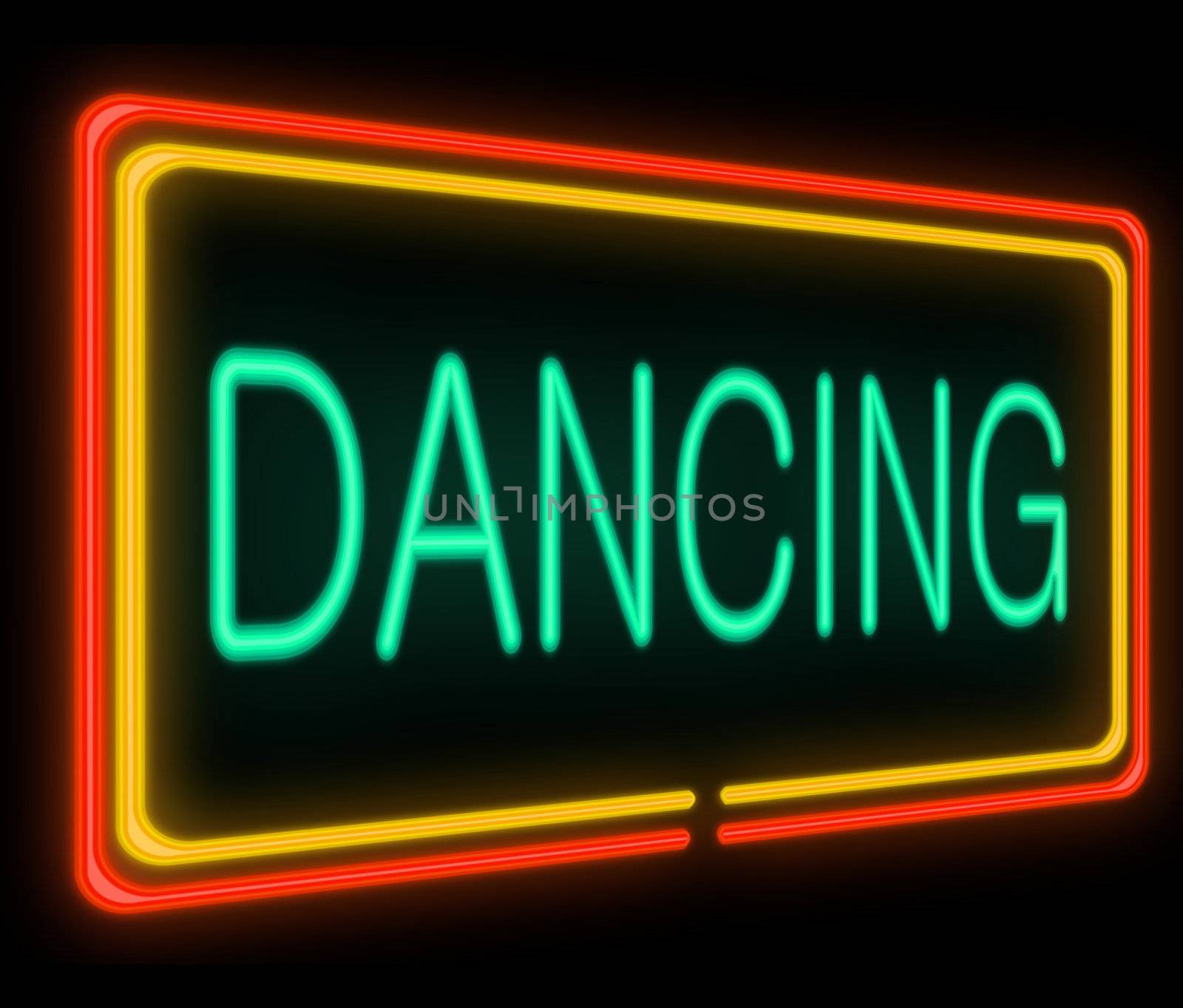 Illustration depicting a neon signage with a dancing concept.
