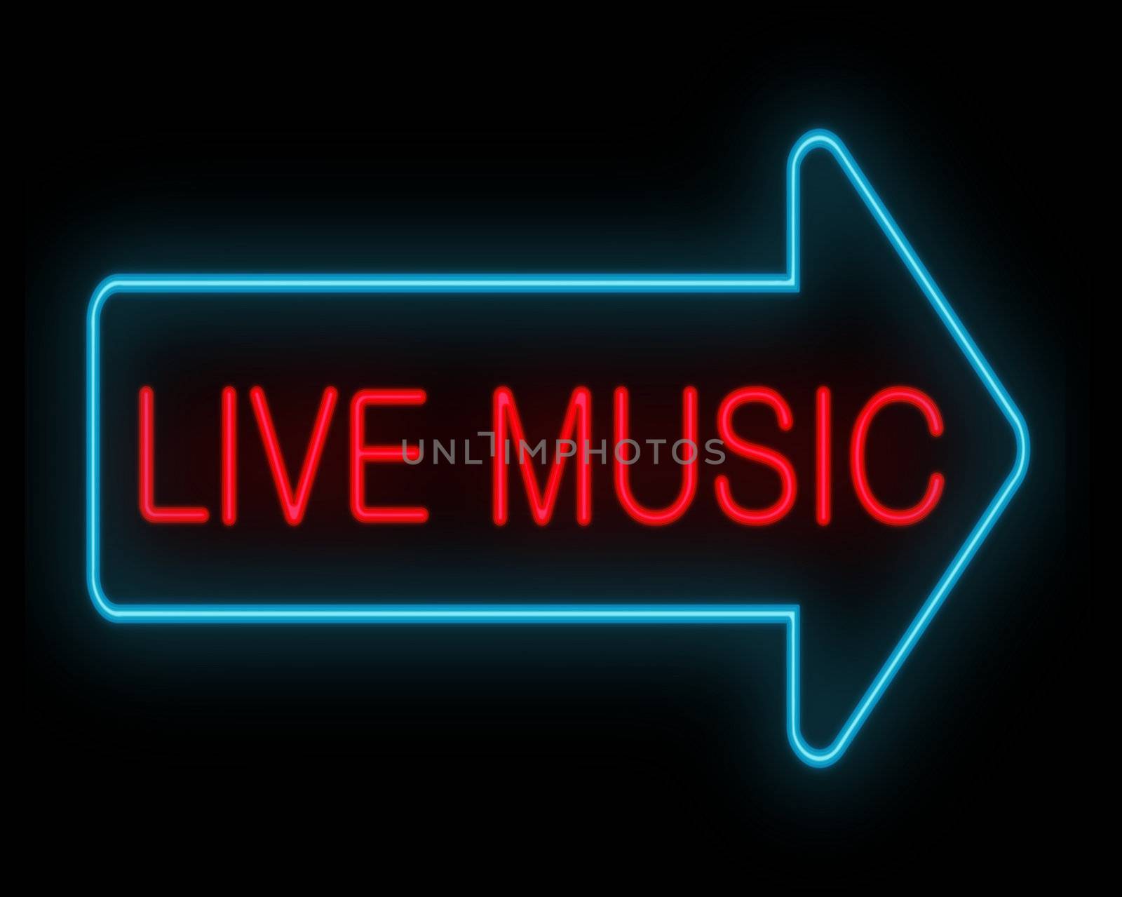 Illustration depicting a neon signage with a live music concept.