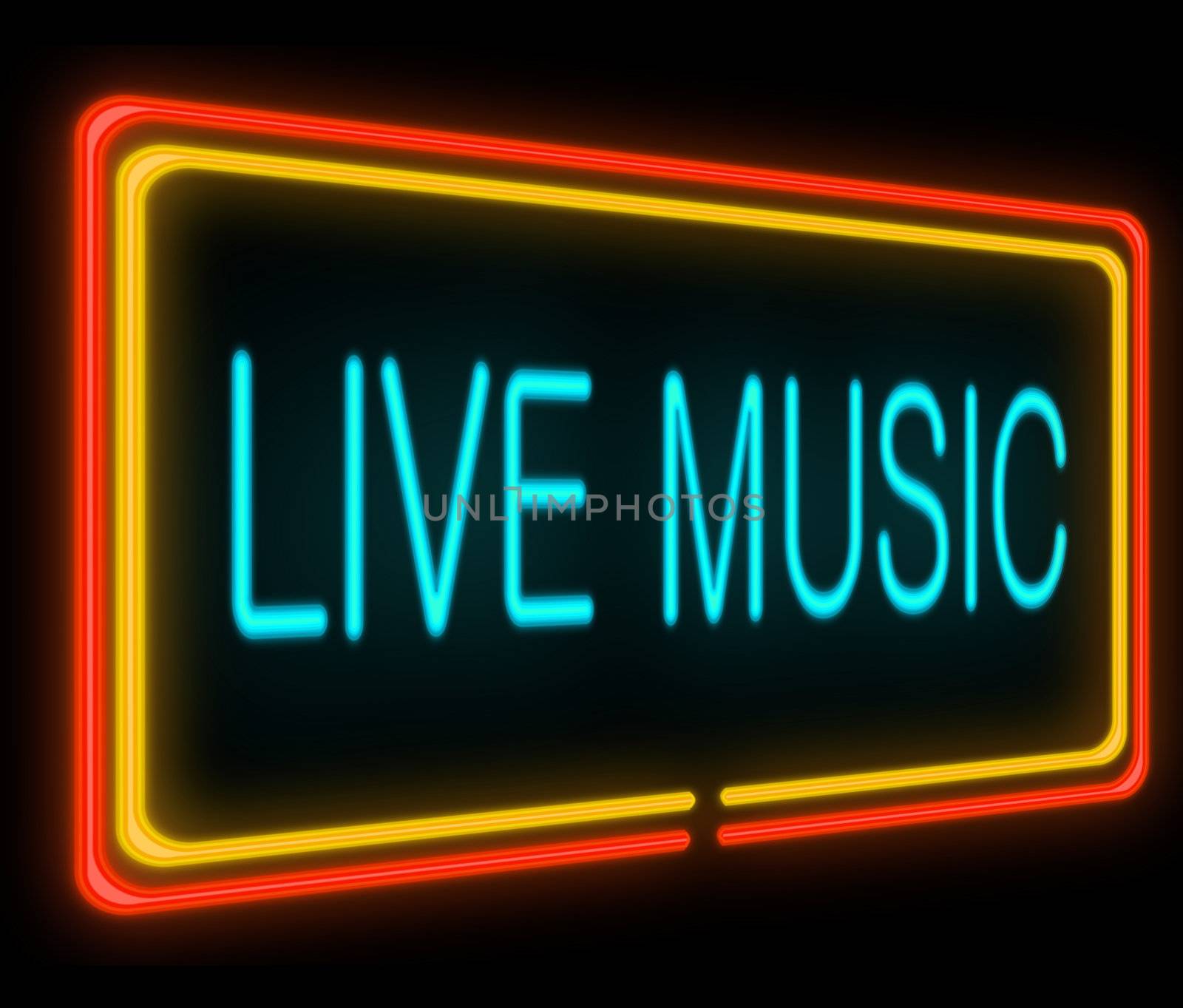 Illustration depicting a neon signage with a live music concept.