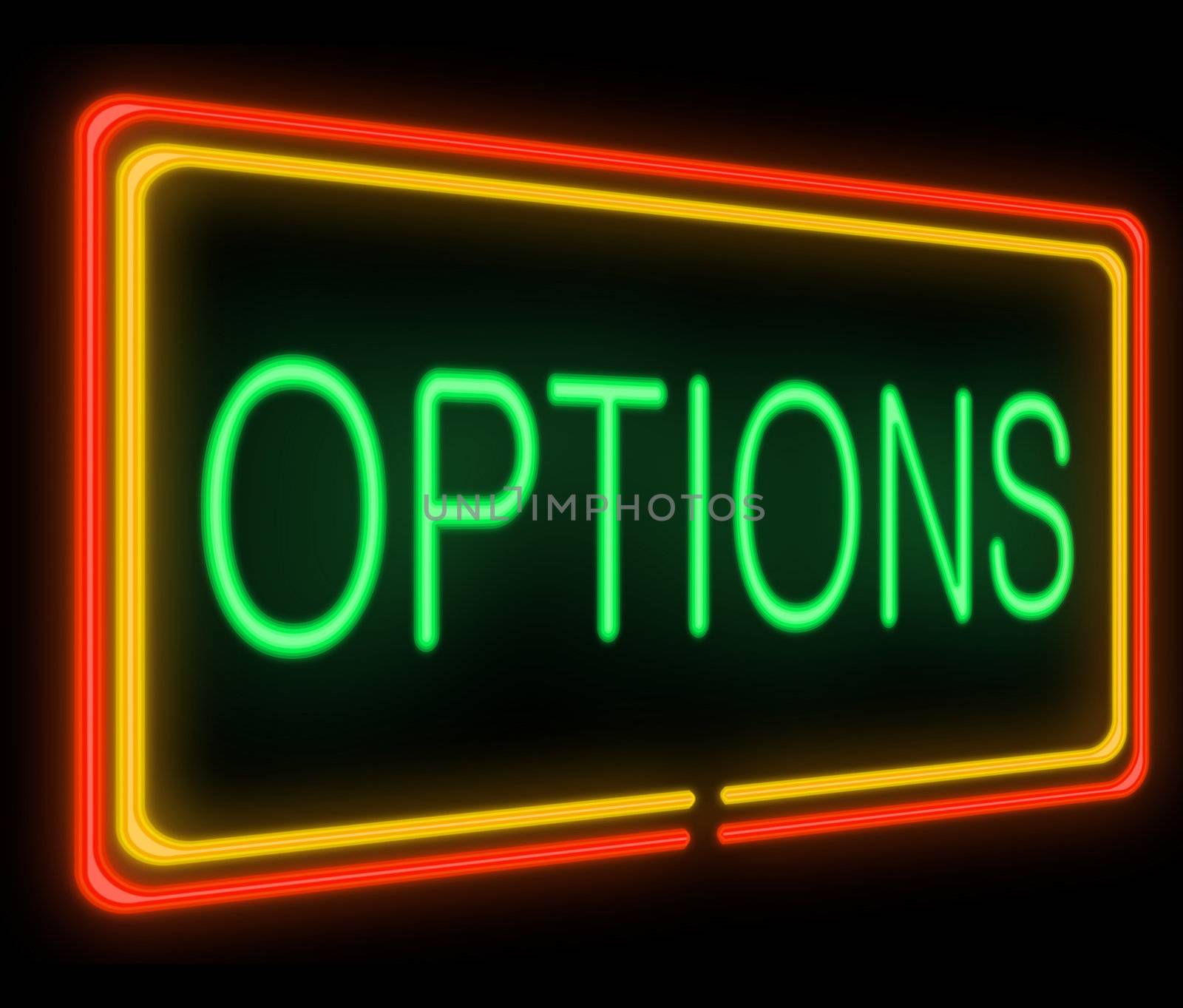 Illustration depicting a neon signage with an options concept.