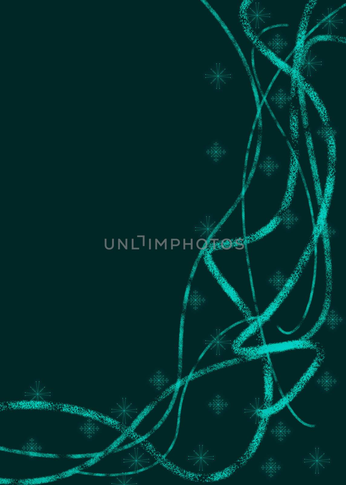 Blue winter background for Christmas with glowing snowflakes and abstract lines