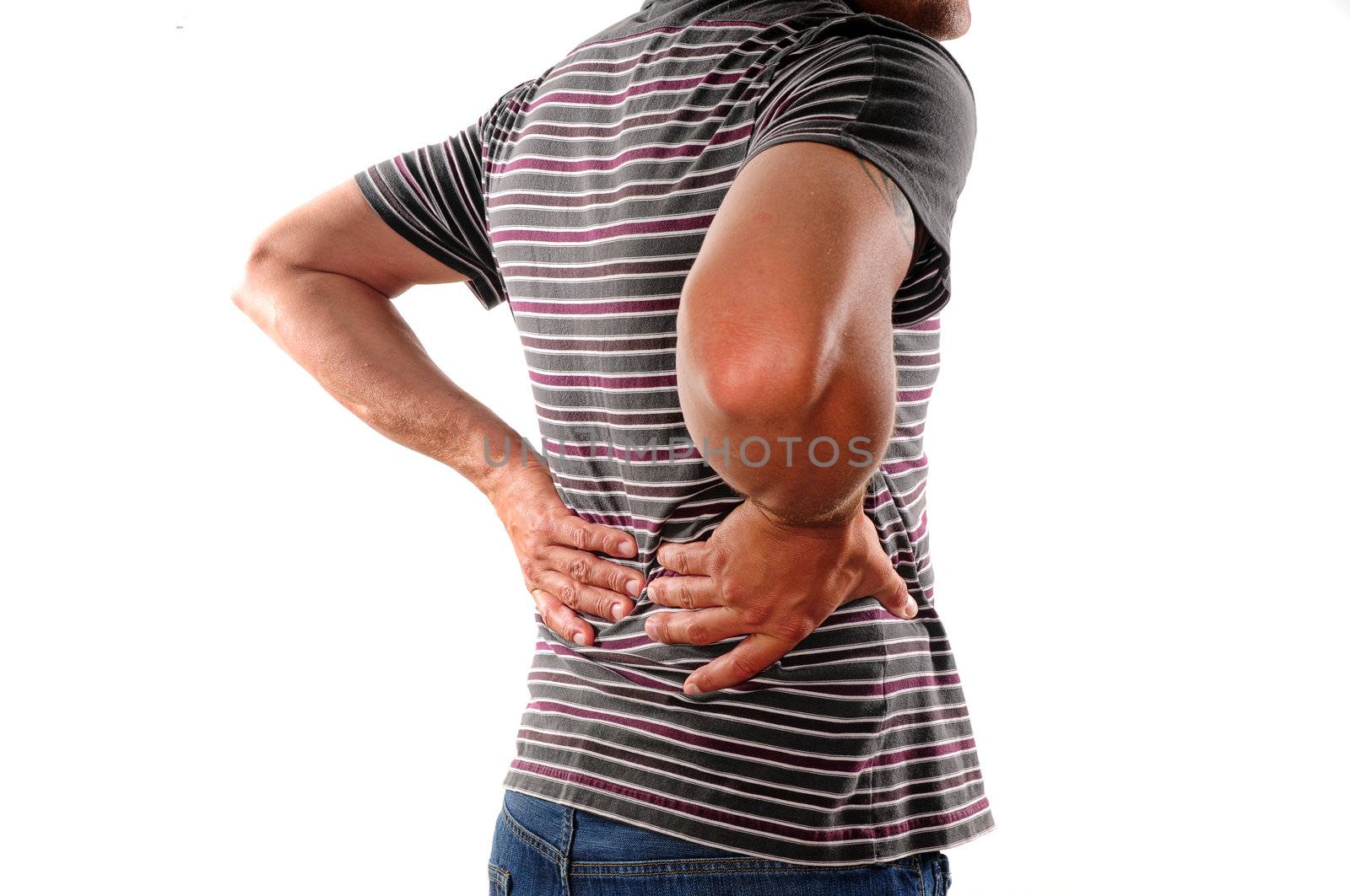 Man holding back who is suffering from lower back pain
