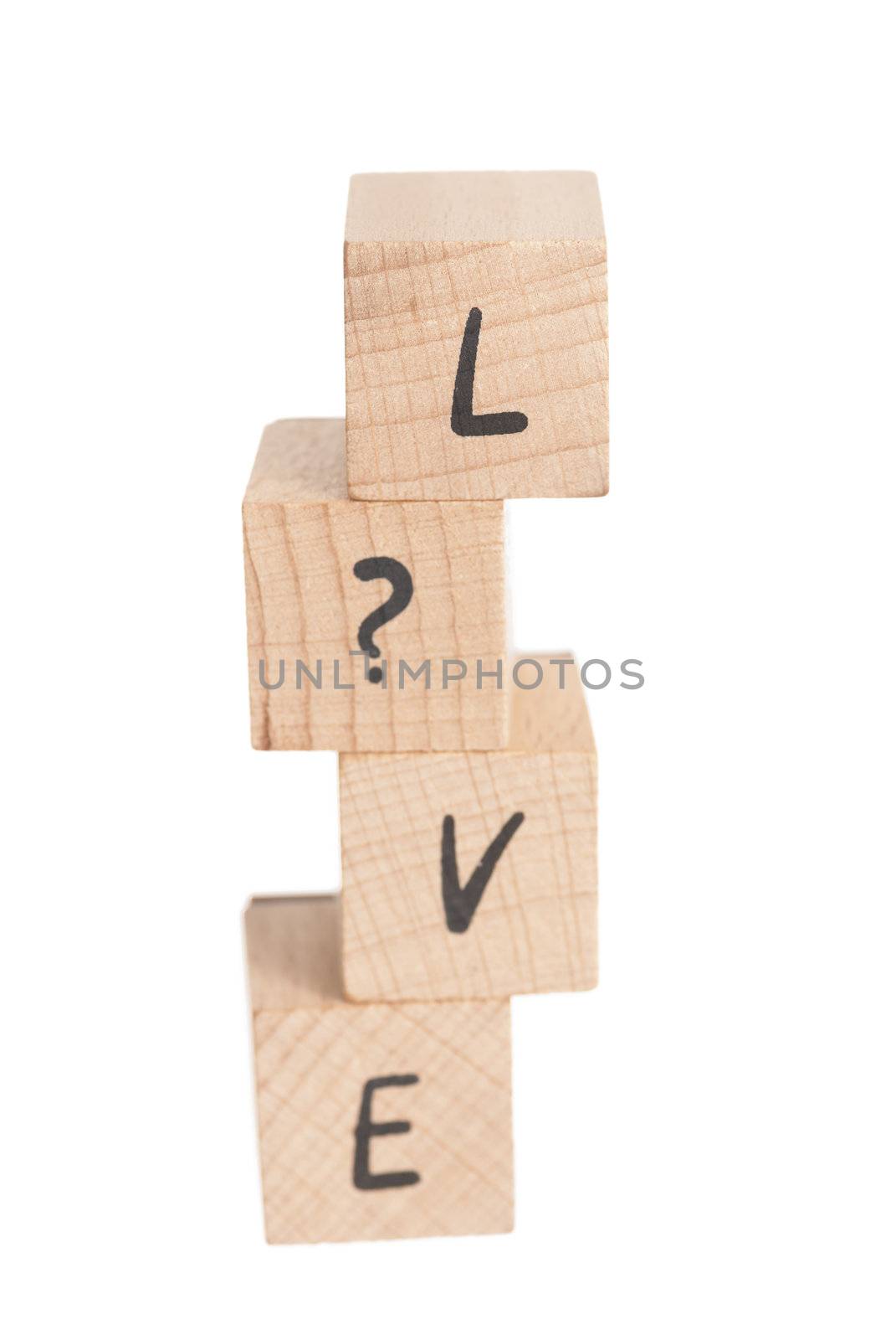 The word love made out of wooden blocks.