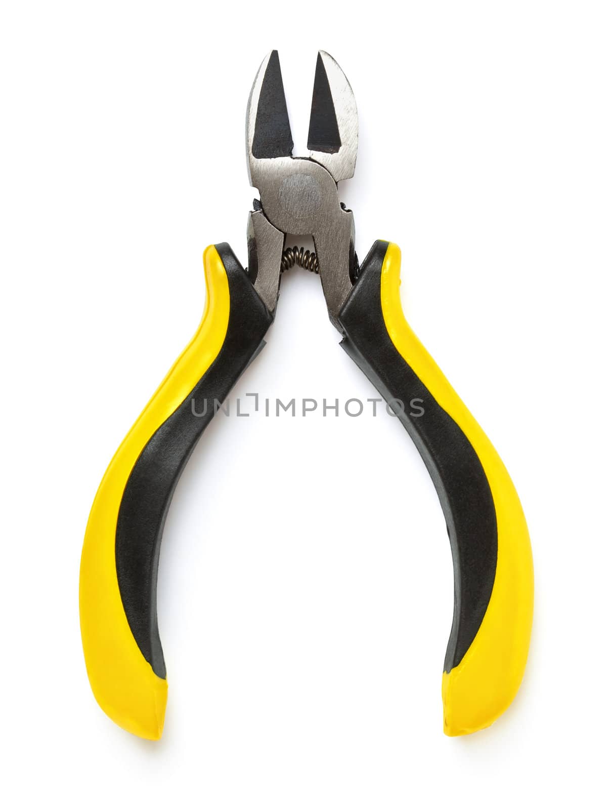 metal wire cutting pliers isolated on white