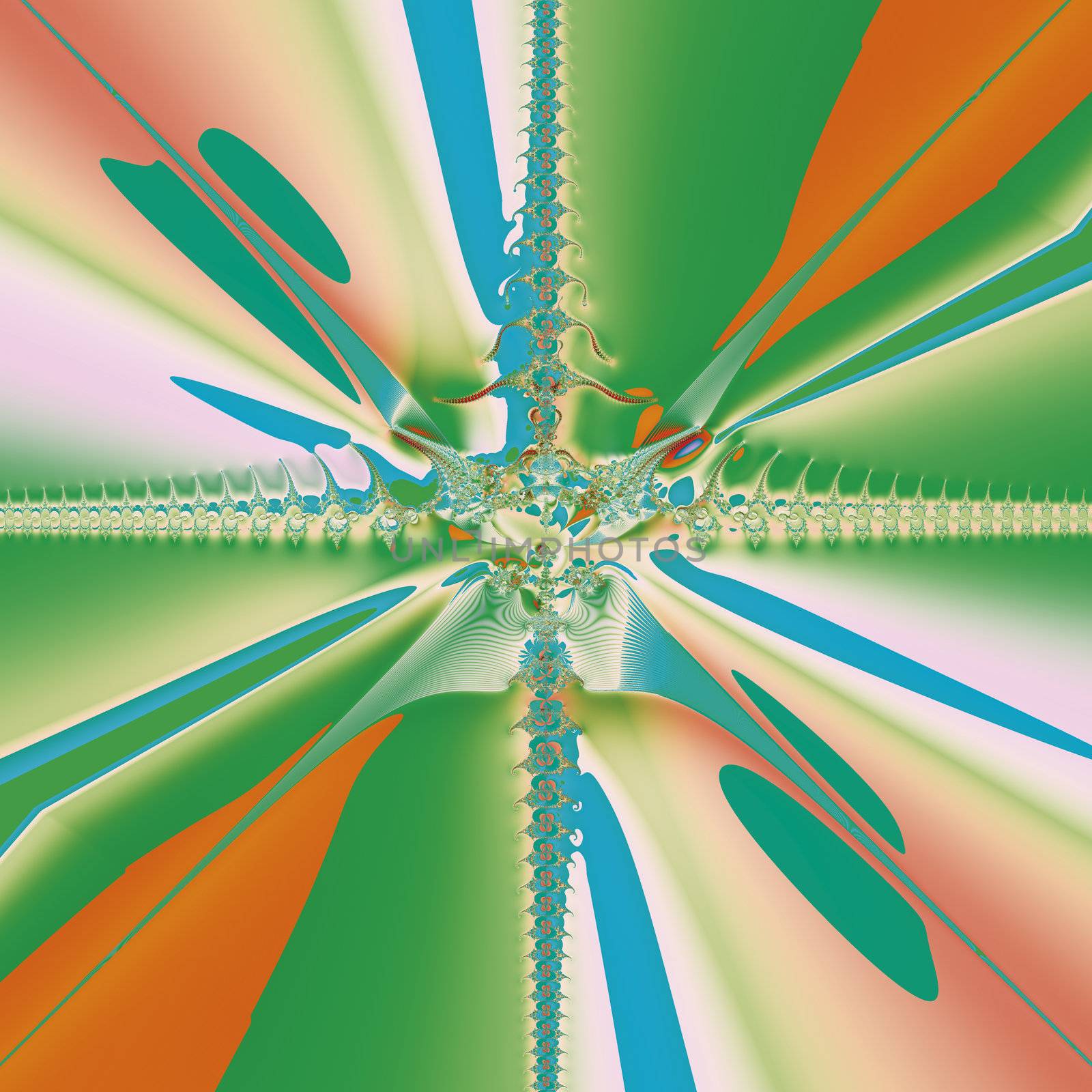 Bright and funky fractal design, abstract art, spring flower