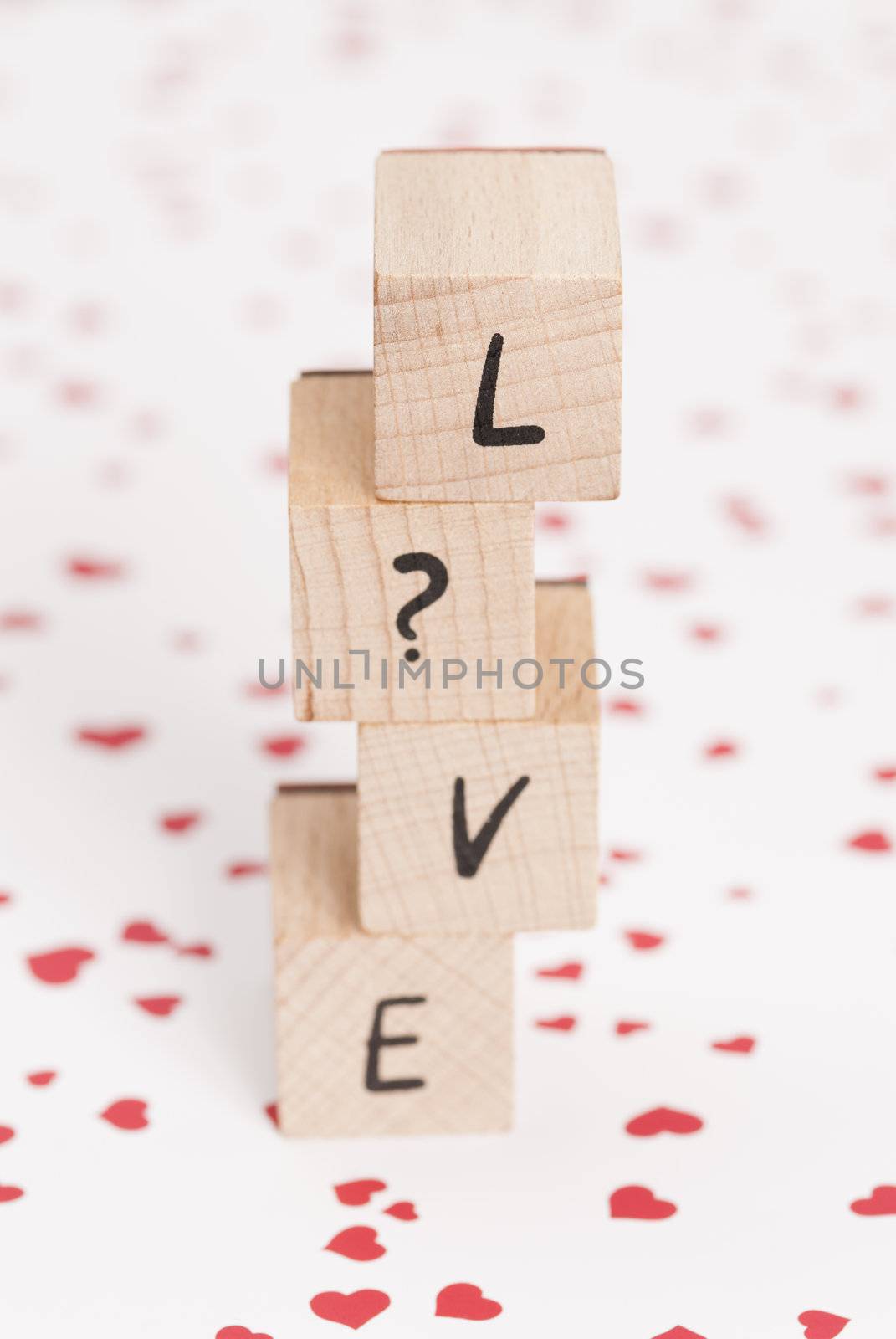 The word love made out of wooden blocks.