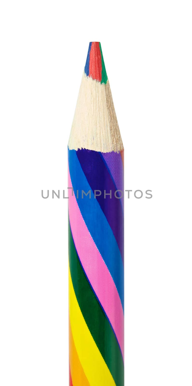 striped colorful pencil isolated on white background