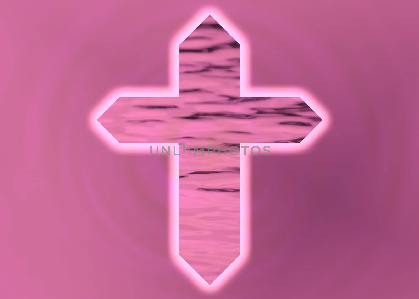 Pink Christian cross on pink background