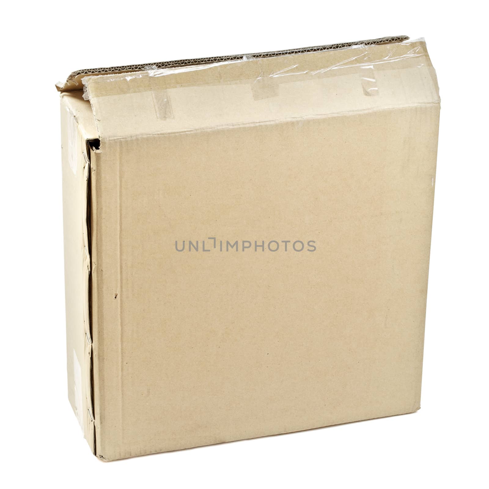 open empty cardboard box isolated on white