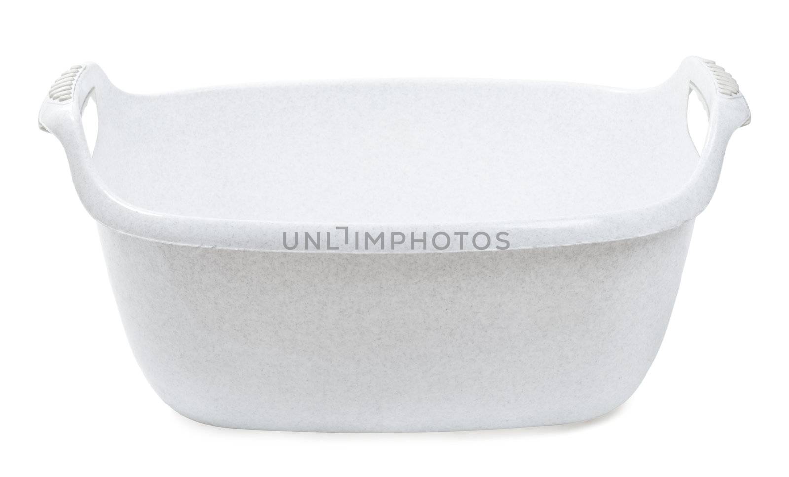 gray plastic washing basin isolated on white