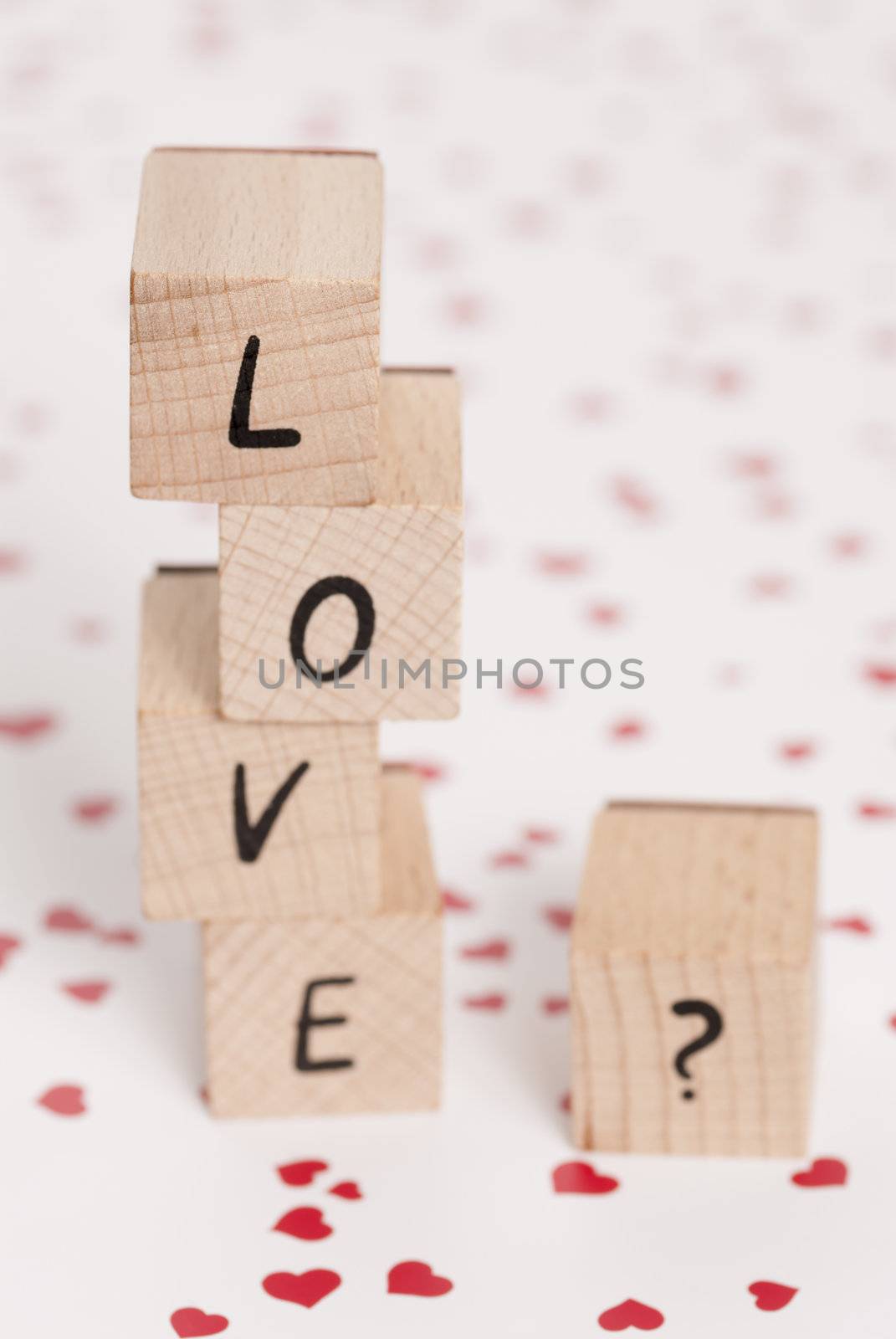 The word love made out of wooden blocks.