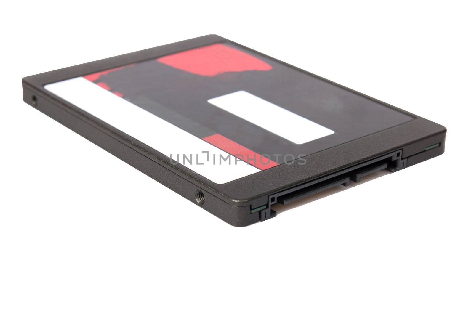 a new generation of hard drive SSD with SATA connection on a white background