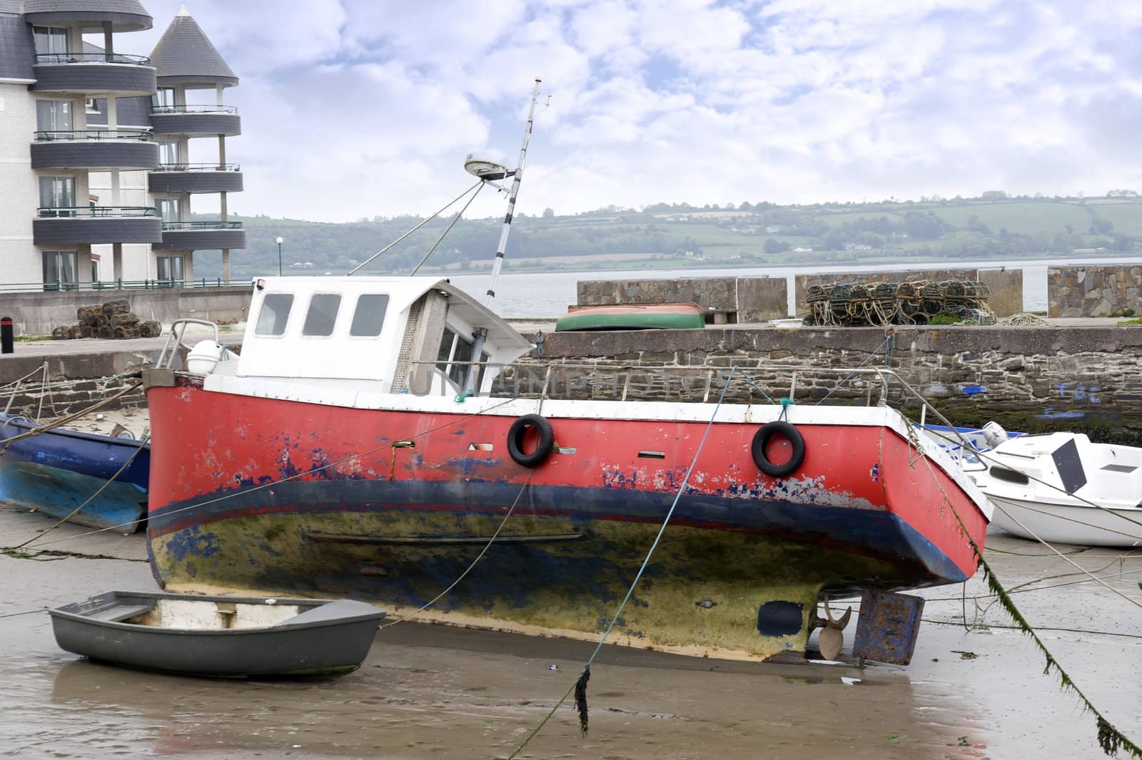 various fishing boats in the shelter of Youghal harbour county Cork Ireland