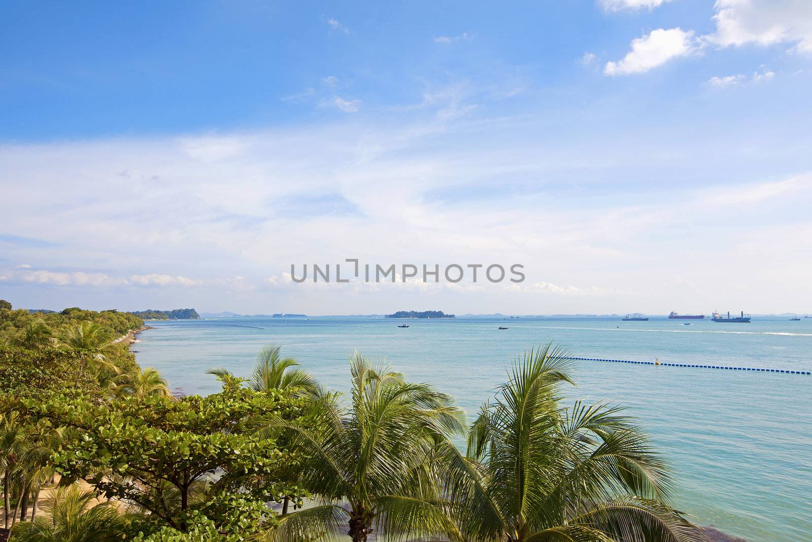 Sunny day on a beautiful beach on Sentosa Island