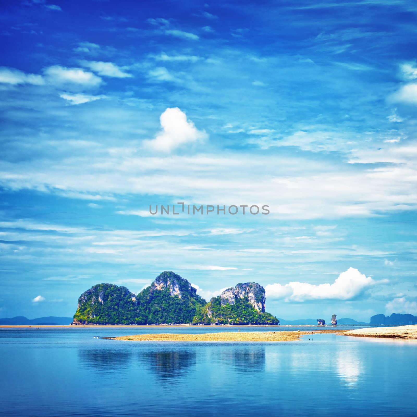 seashore with tall rocks, Andaman Sea, Thailand