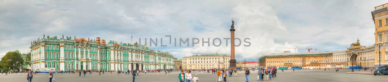 The Alexander Column at Palace (Dvortsovaya) Square in St. Peter by AndreyKr