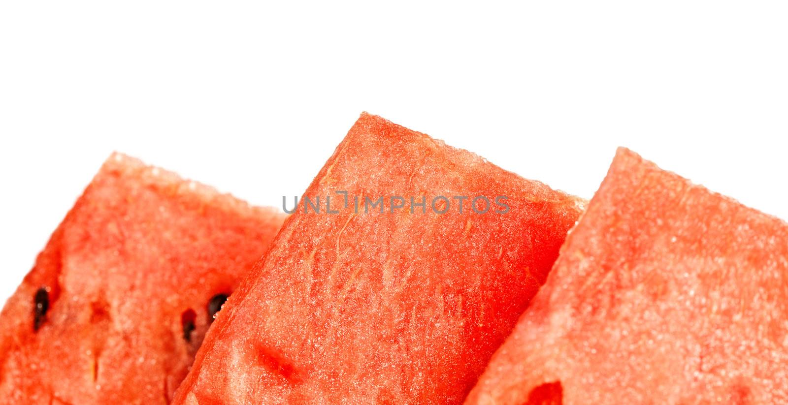 fresh slices of watermelon isolated on white, closeup