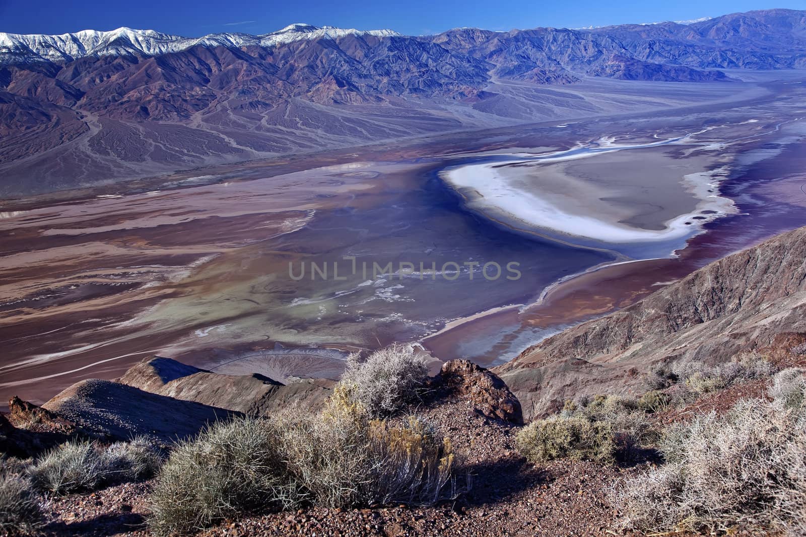 Badwater from Dante View with Panamint Mountains Death Valley Na by bill_perry