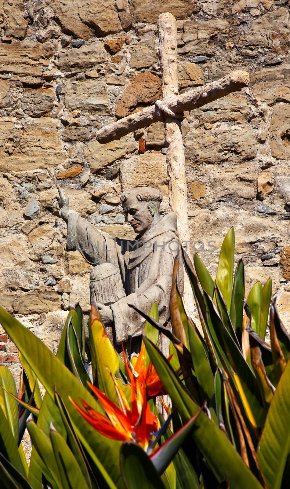 Father Serra Statue Mission San Juan Capistrano Church Ruins Cal by bill_perry