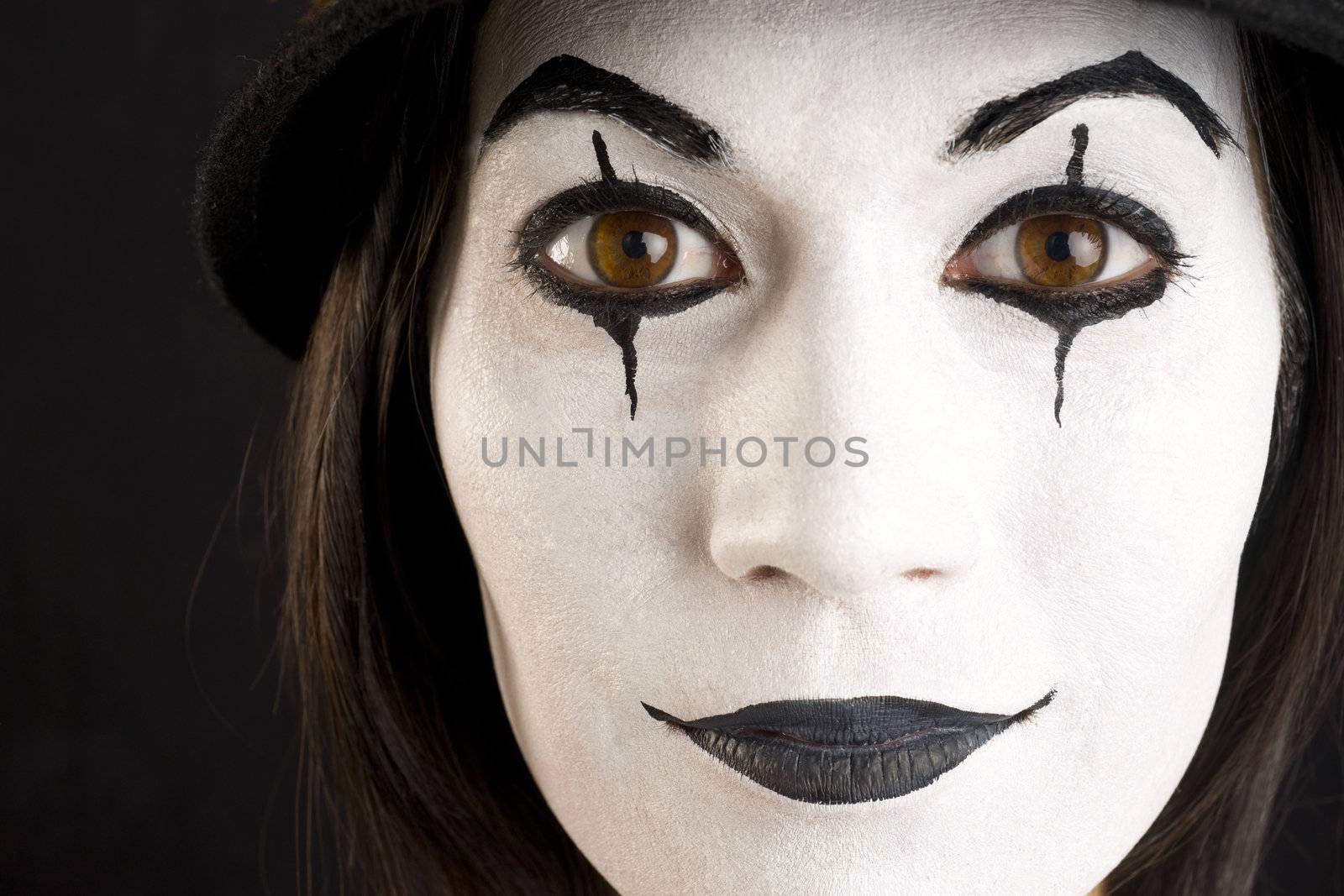 Female in White Face Playing a Clown or Mime by ChrisBoswell