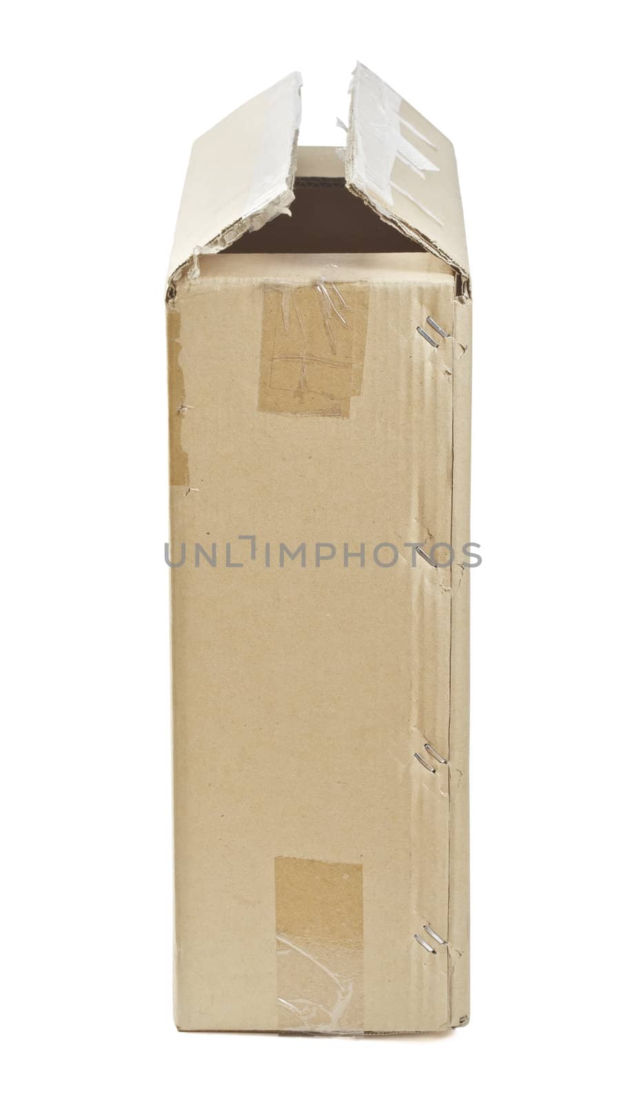 open empty cardboard box isolated on white