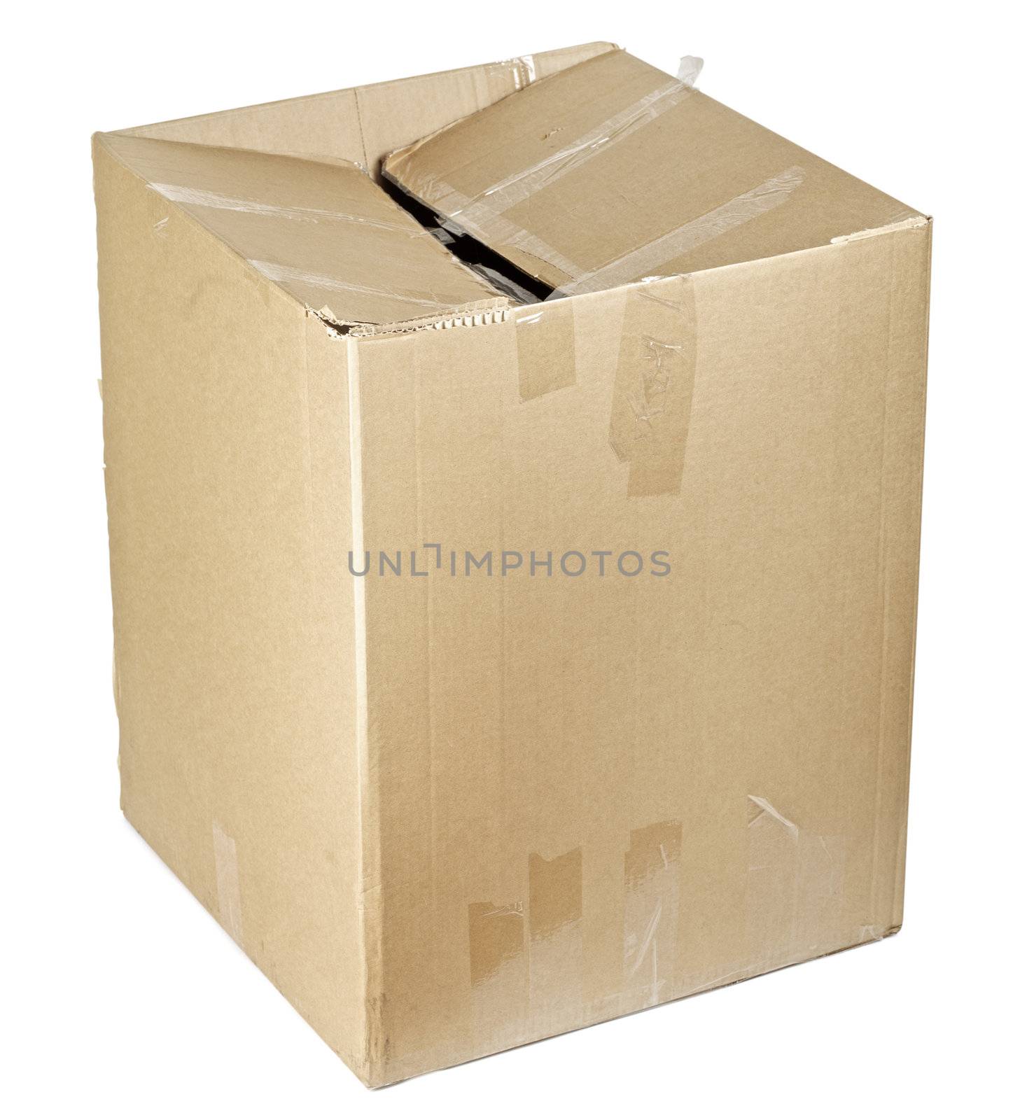 closed cardboard box isolated on white background