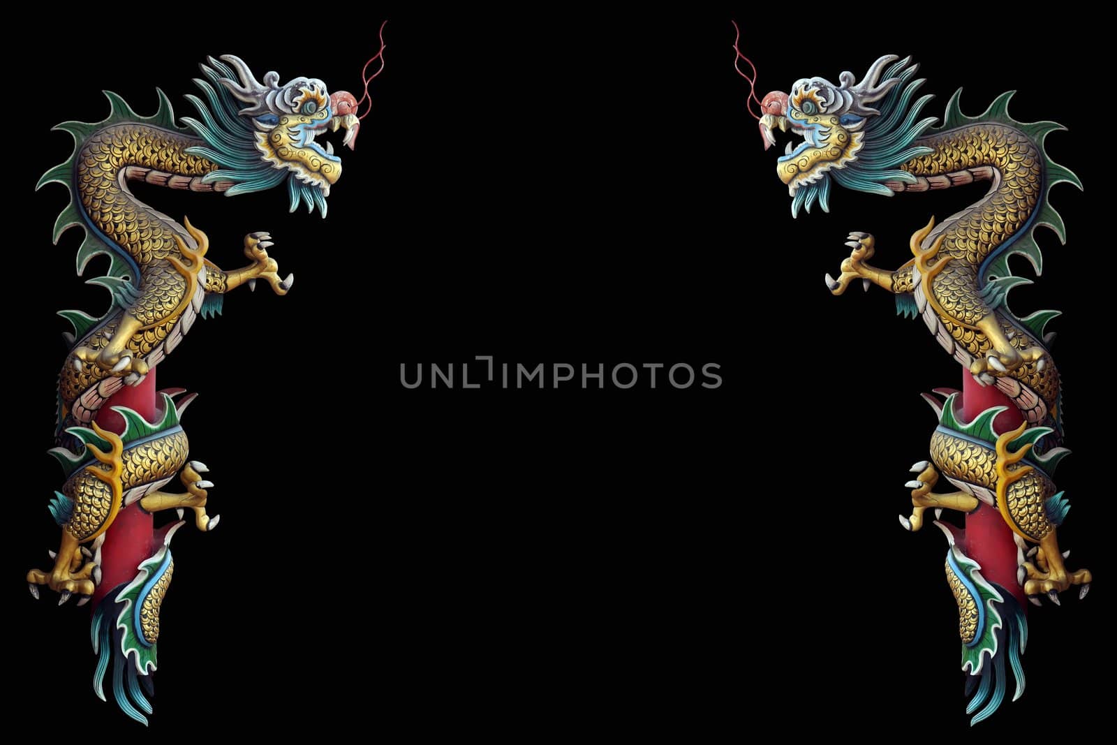 Chinese style dragon statue with Clipping Part 