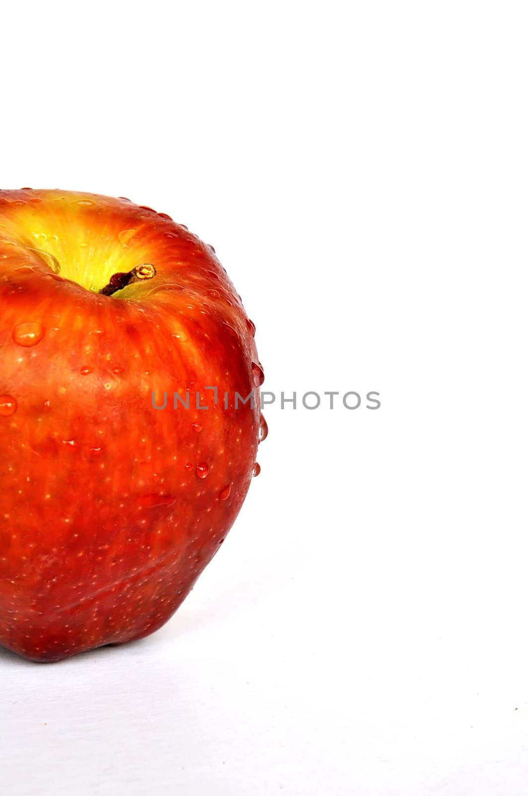 Red apple on white background 