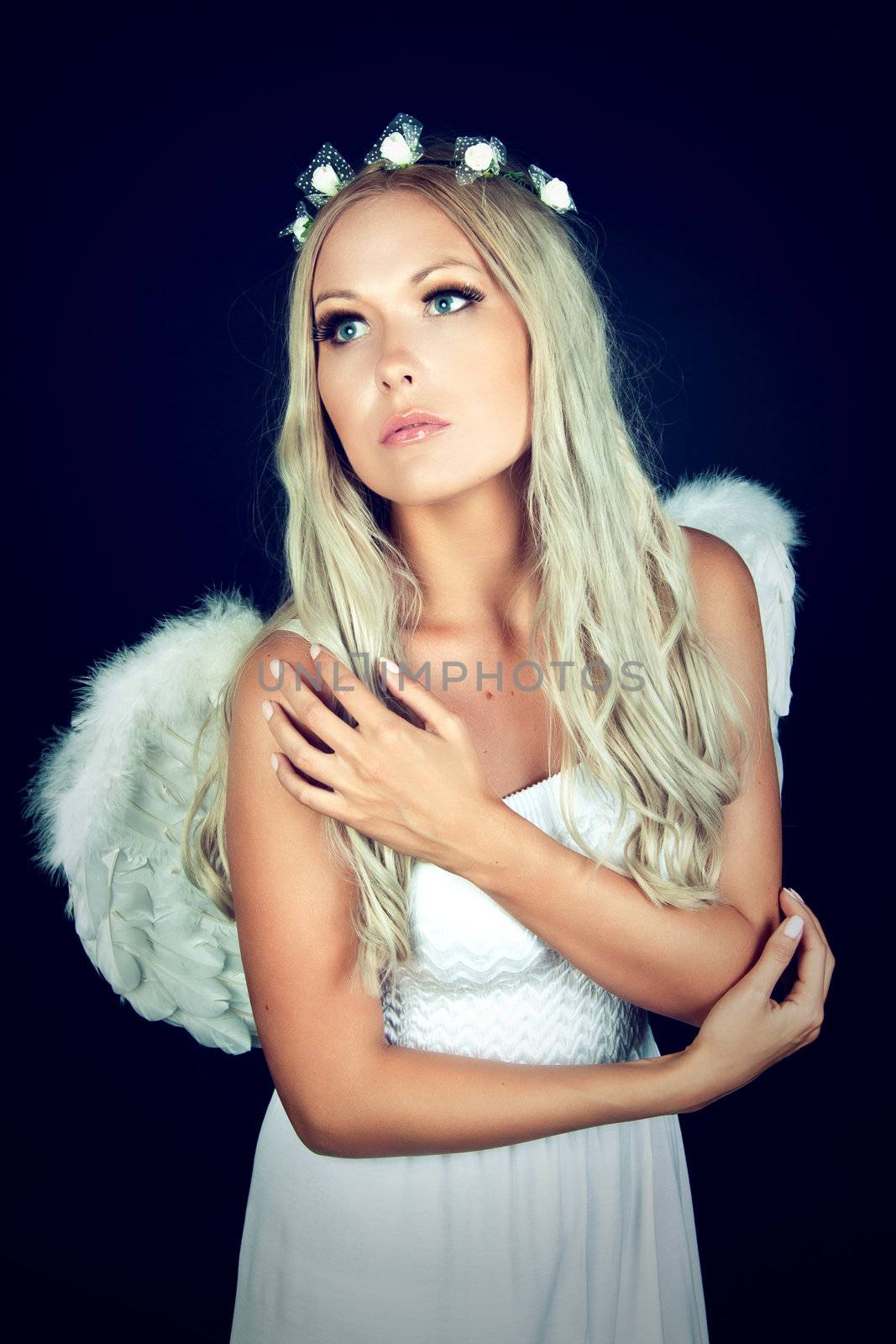 Portrait of a blonde in Angel costume  by oneinamillion