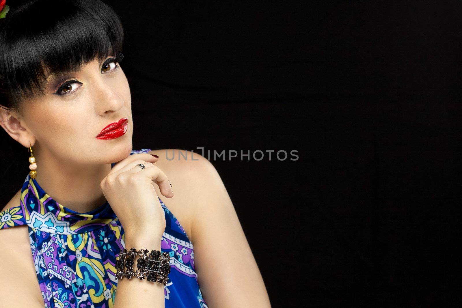 close up portrait of a pretty girl with accessories