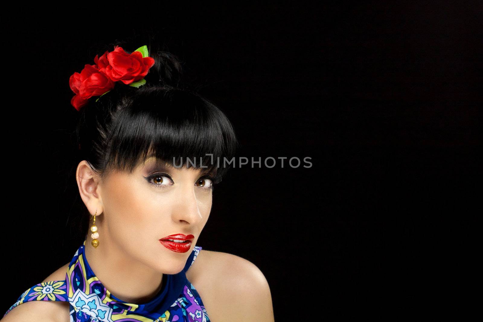 close up portrait of a pretty girl with accessories