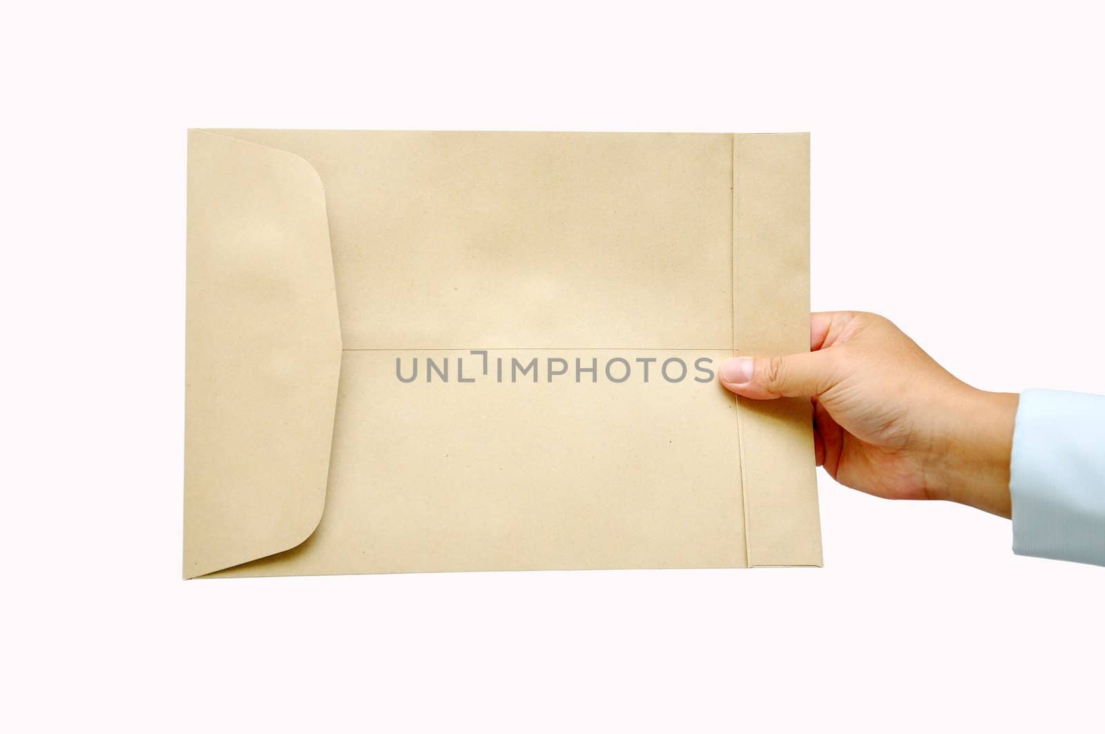 Envelope in the hand isolated on white background with Clipping Part