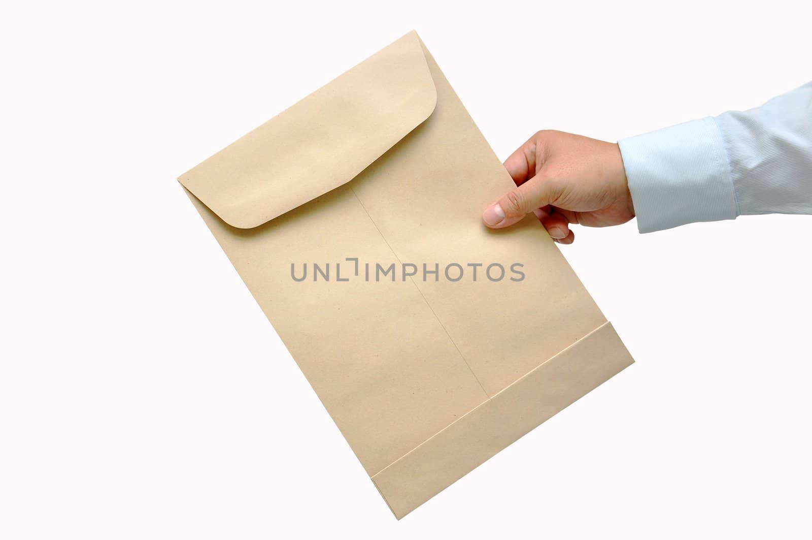 Envelope in the hand isolated on white background with Clipping Part
